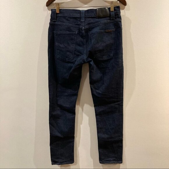 NUDIE Sz 32 Grim Tim Dry Navy Dips Colour Jeans - Picture 4 of 6